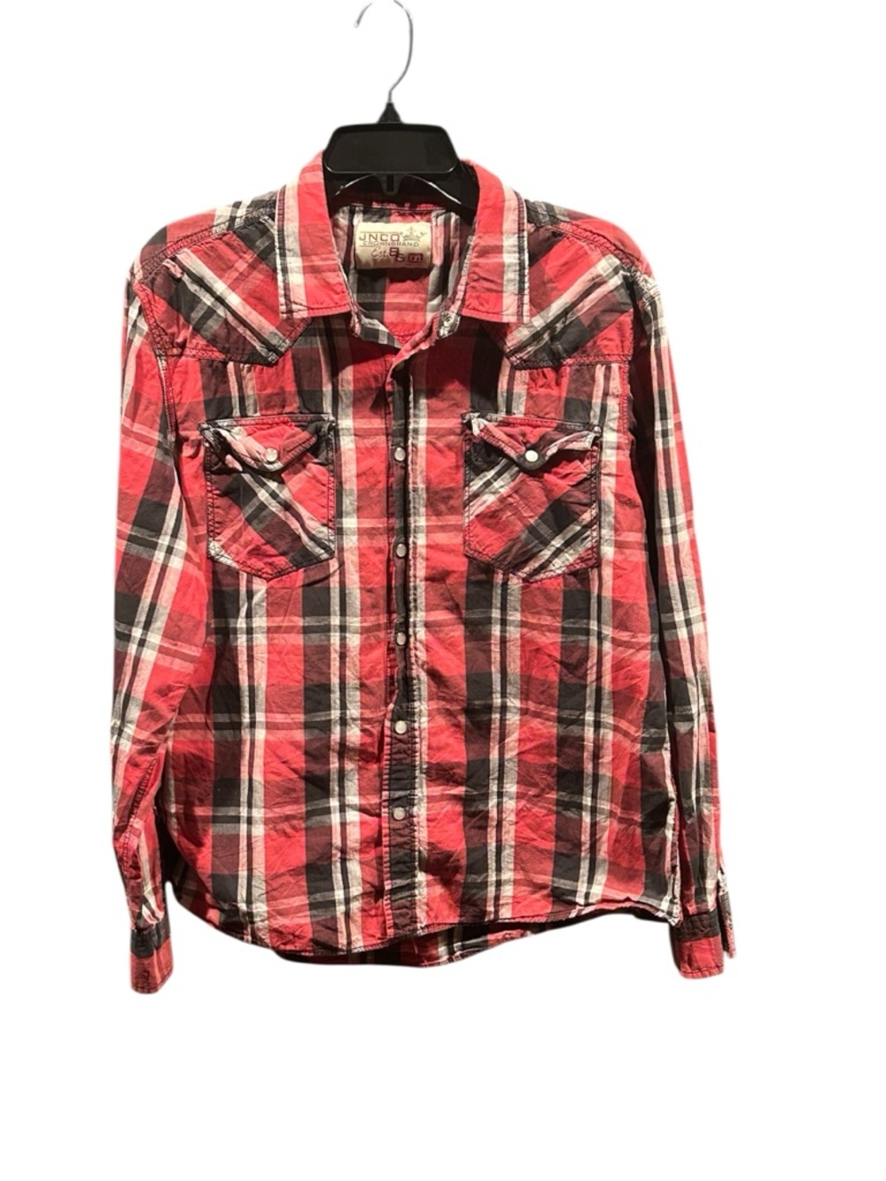 JNCO Crown Plaid Flannel Snap Button Up Size XXL Cotton Western Cowboy